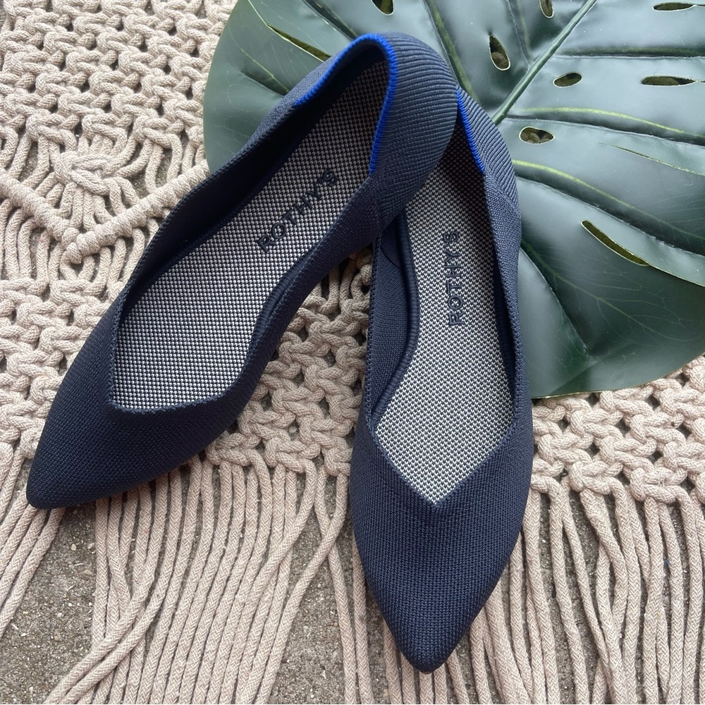 Rothy’s Navy Blue Point Flats Size 8